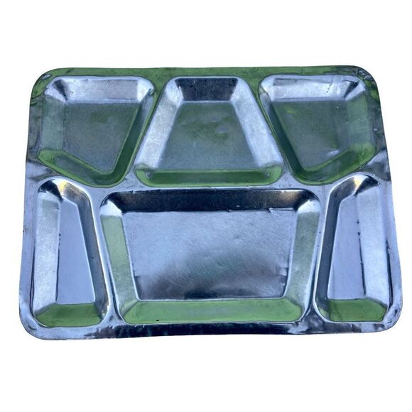 1 Vintage US Military GI Stainless Steel 6 Compartment Mess Hall Tray - Picture 1 of 5
